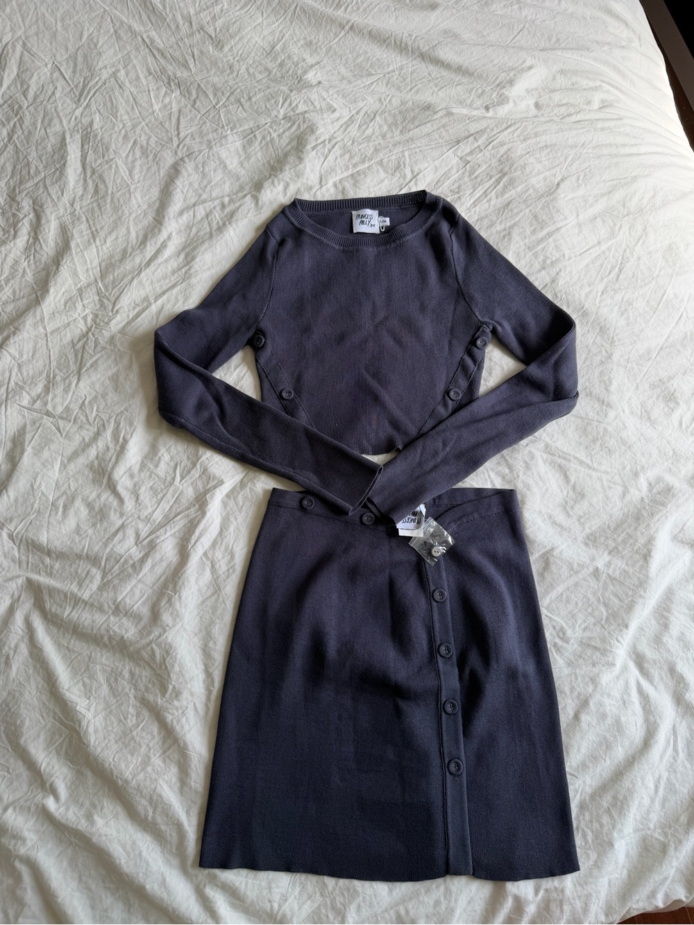 Two-Piece Navy top and skirt set